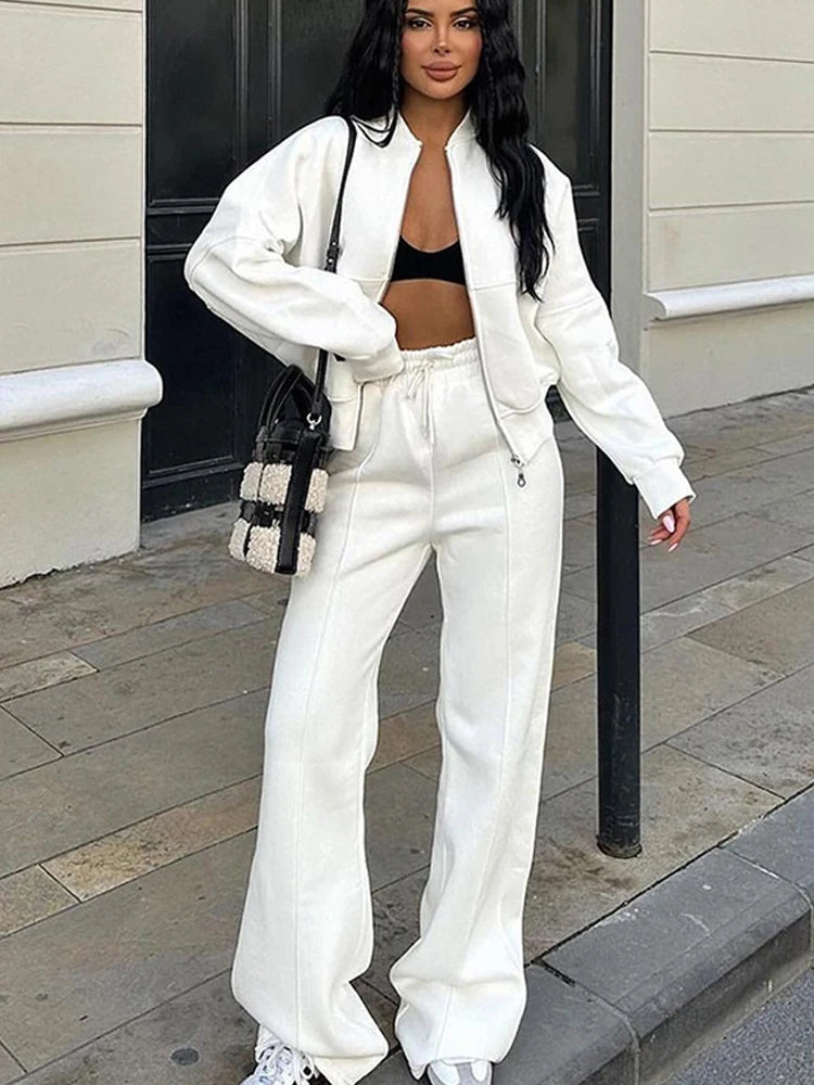 Women’s Matching Zipper Jacket & High-Waist Jogger Set