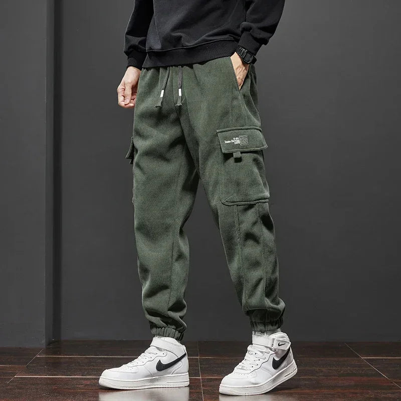 Men’s Elastic Waist Straight-Leg Casual Trousers-HighTouch