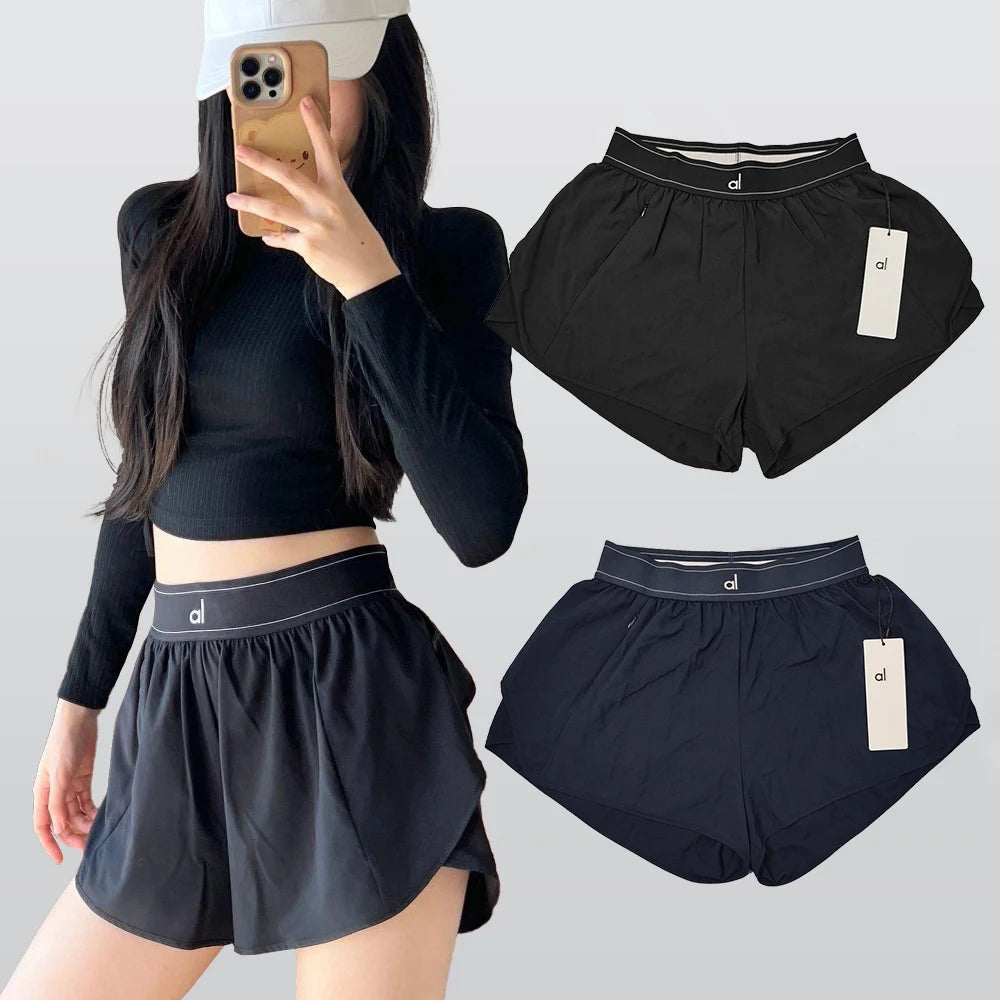 Summer Women's Thin Fast Drying Sports Shorts Elastic High Waist Loose Yoga Shorts Comfortable Yoga Running Gym Shorts