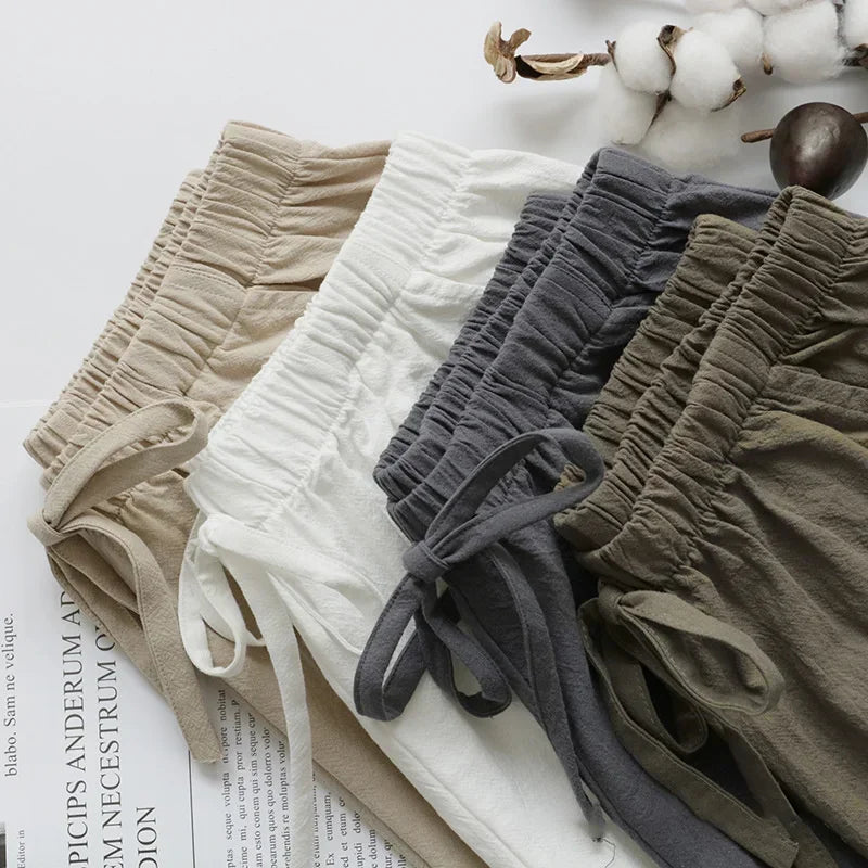 Women’s High-Waist Cotton Linen Shorts