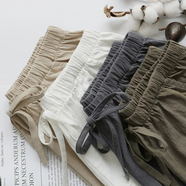 Women’s High-Waist Cotton Linen Shorts-HighTouch
