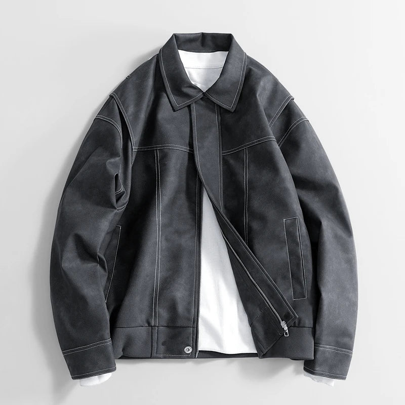 Men's Vegan Leather Bomber Jacket