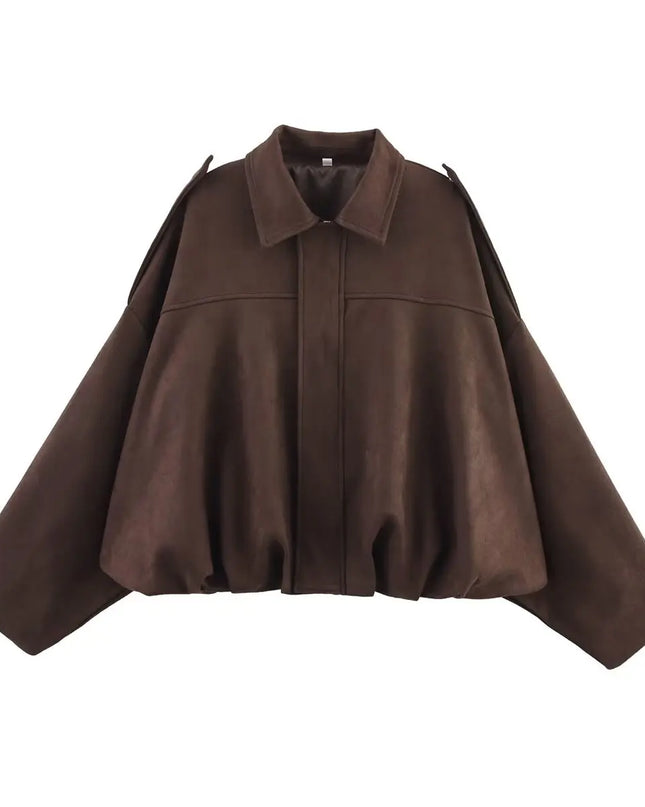 Oversized Suede Bomber Jacket
