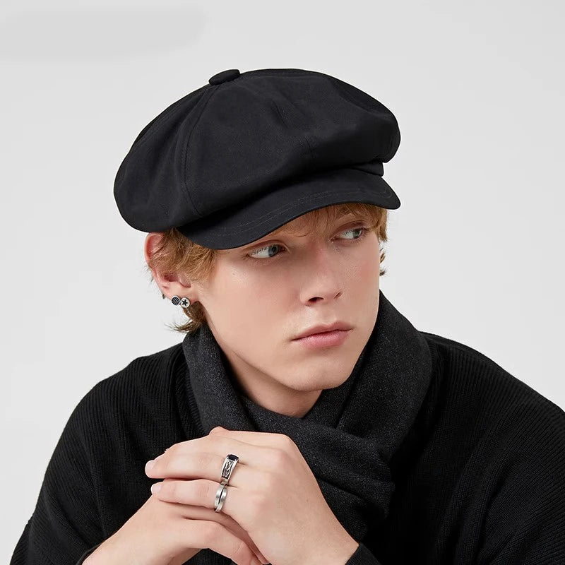 Vintage Cotton Beret / Octagonal Newsboy Cap – Unisex Adjustable