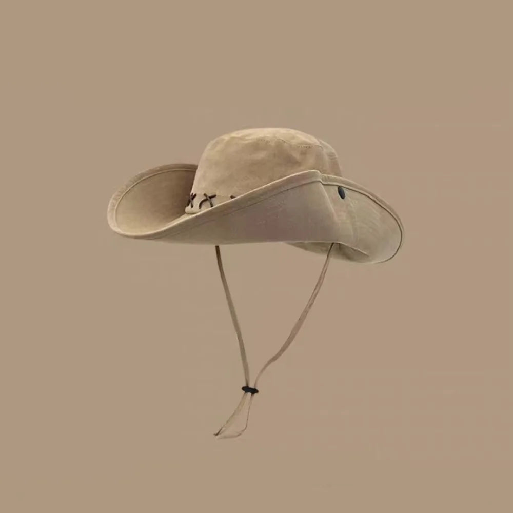 Breathable Western Cowboy Hat – Wide Brim, Adjustable, Summer Sun Protection-HighTouch
