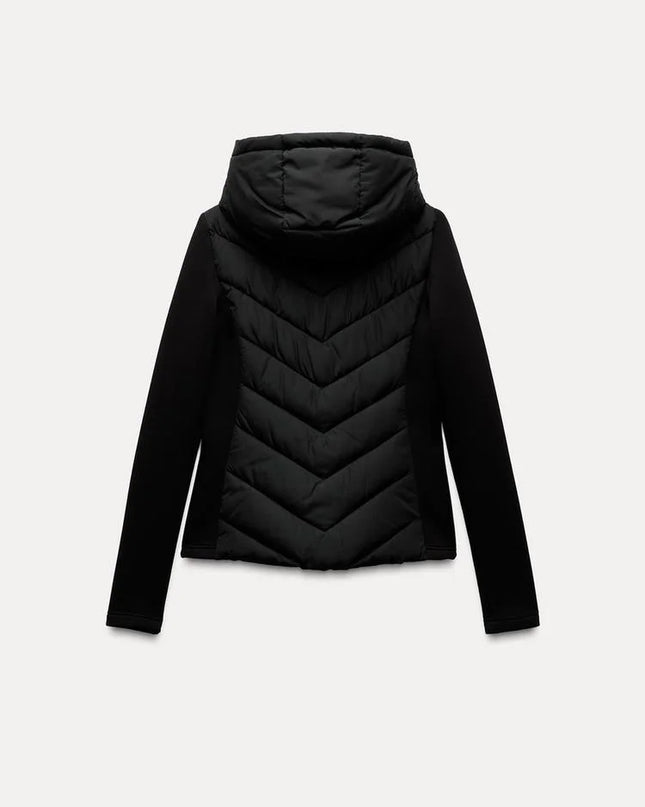 Women’s Elegant Patchwork Cotton Jacket with Standing Collar & Hood