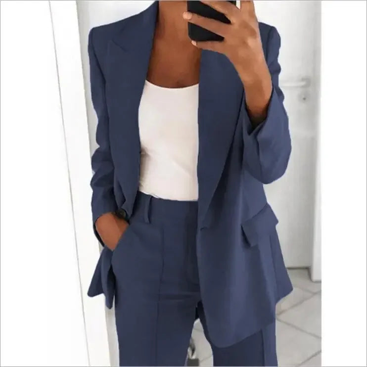 Plus-Size Women’s Casual Blazer S–5XL – Long Sleeve Solid Work Jacket