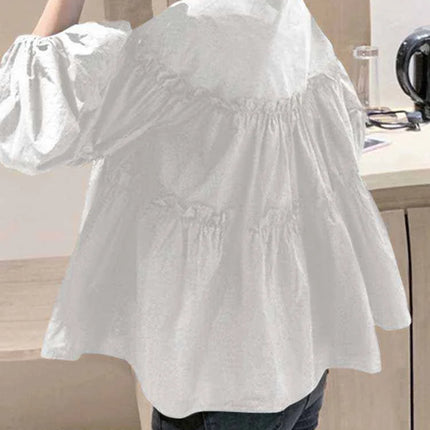 Zanzea Elegant Puff Sleeve Ruffle Blouse – Women’s Tunic Shirt
