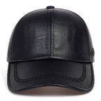 Solid Genuine Leather Snapback Baseball Cap-HighTouch