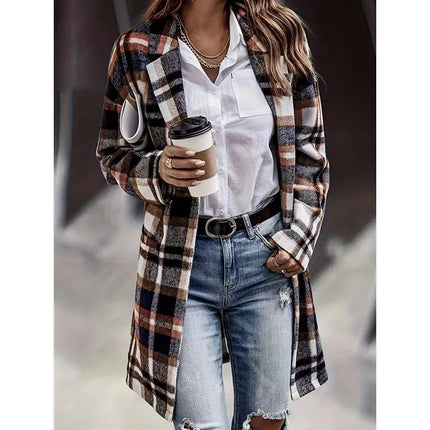 Plaid Wool Coat for Women