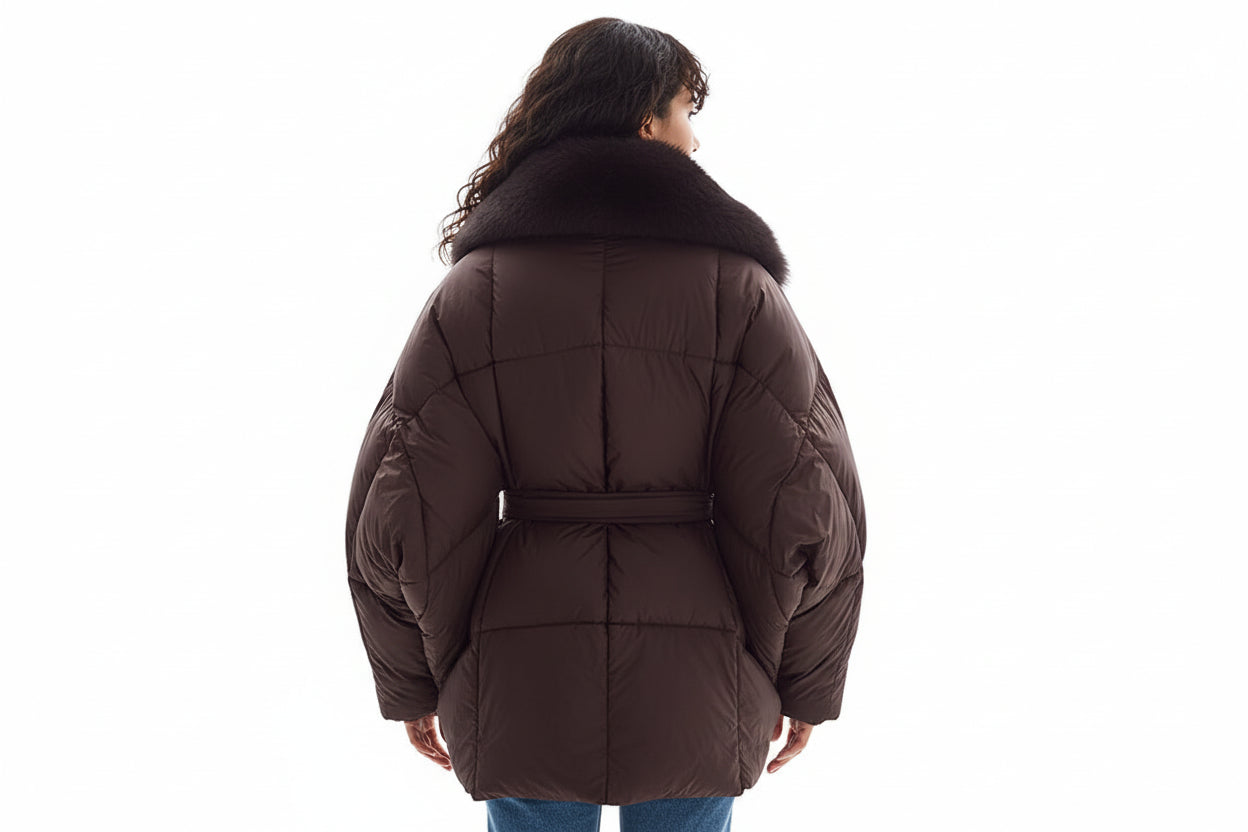 Women’s Faux Fur Collar Coat – Chic Batwing Sleeve Streetwear Jacket-HighTouch