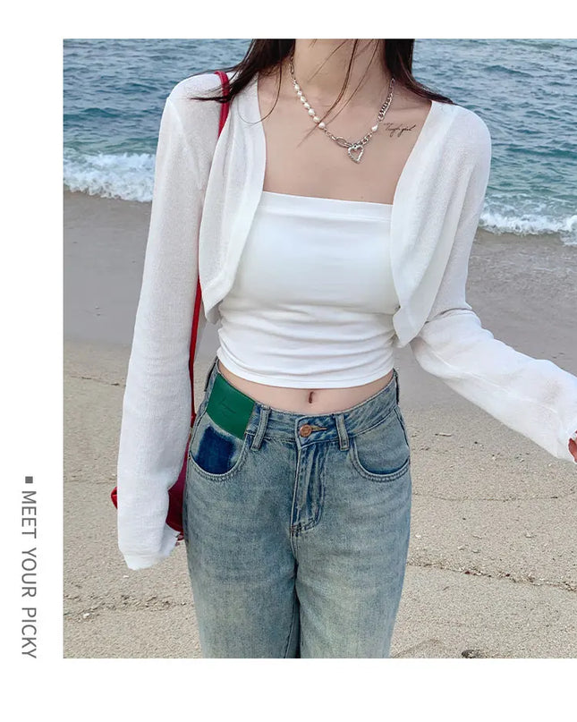 Lightweight Ice Silk Short Sunscreen Cardigan
