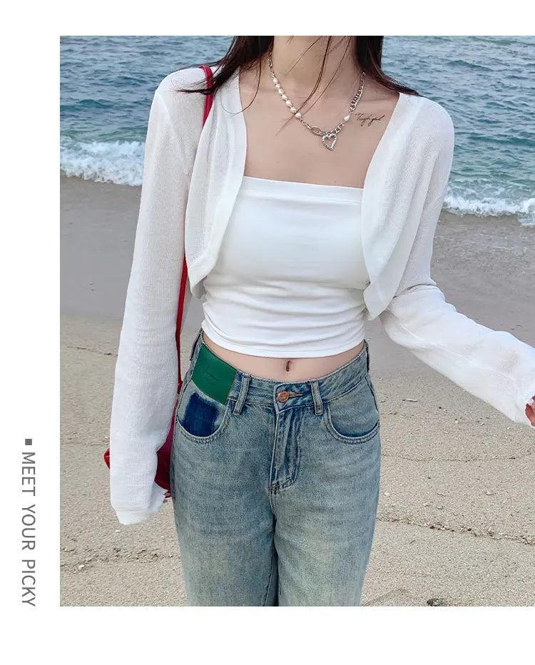 Lightweight Ice Silk Short Sunscreen Cardigan