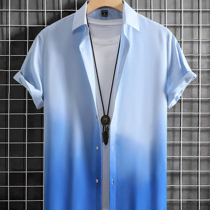 Men’s Gradient 3D Print Short Sleeve Shirt