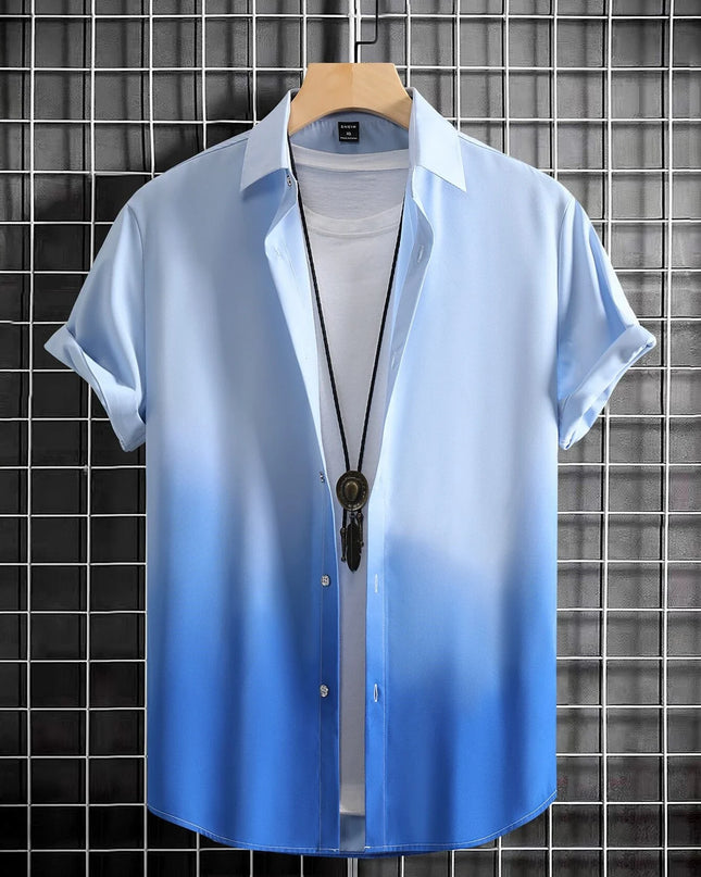Men’s Gradient 3D Print Short Sleeve Shirt