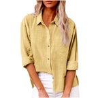 Women’s Long Sleeve Cotton-Linen Shirt