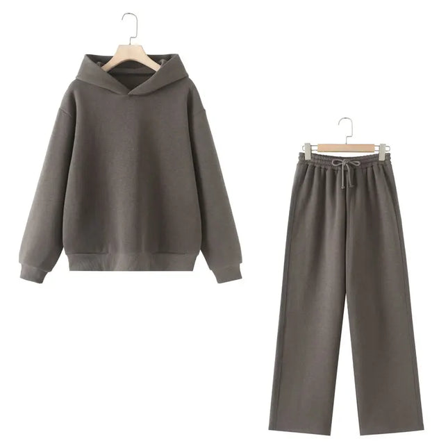 Women’s Casual Hooded Pullover & Straight Pants Set — Cozy, Chic & Versatile