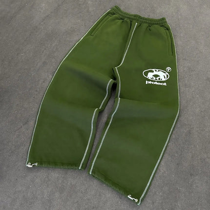 Streetwear Letter Embroidery Loose Sweatpants – Y2K Harajuku Wide-Leg Statement
