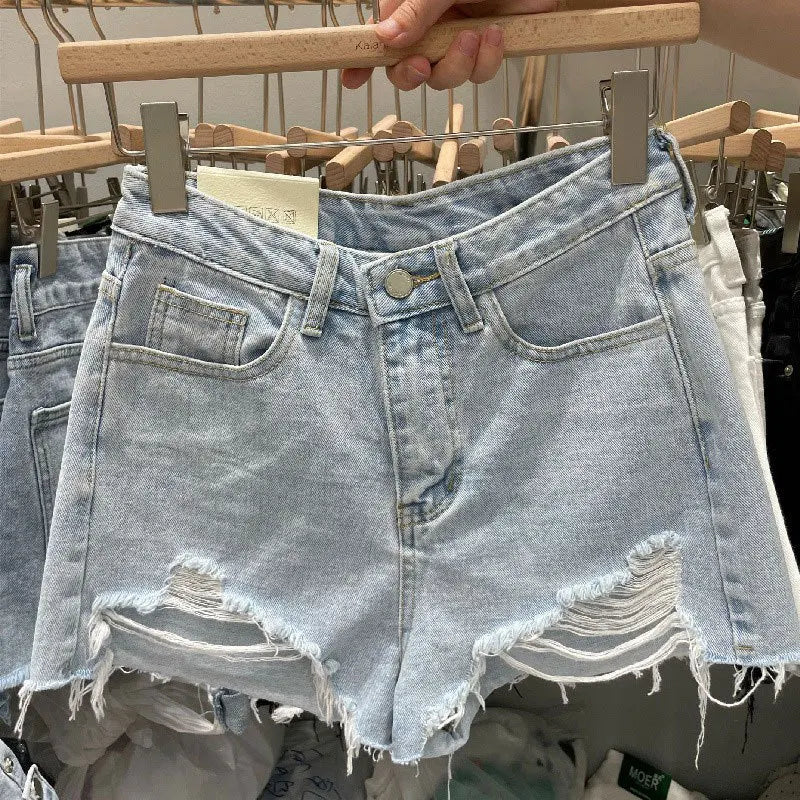 Wurry A-Line Denim Shorts for Women – Korean Loose Fit Summer Hot Pants