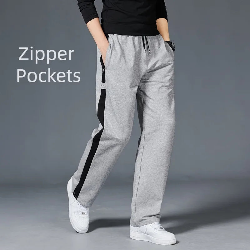 Loose Fit Men’s Straight-Leg Stripe Running Sweatpants-HighTouch