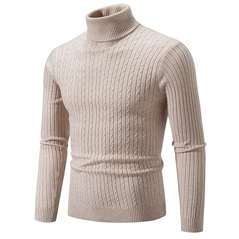 Men’s High-Neck Knitted Pullover Sweater