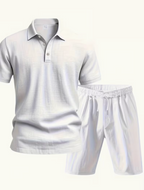 Ross - Men's Linen Premium Polo Shirt And Shorts Summer Set