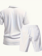 Ross - Men's Linen Premium Polo Shirt And Shorts Summer Set