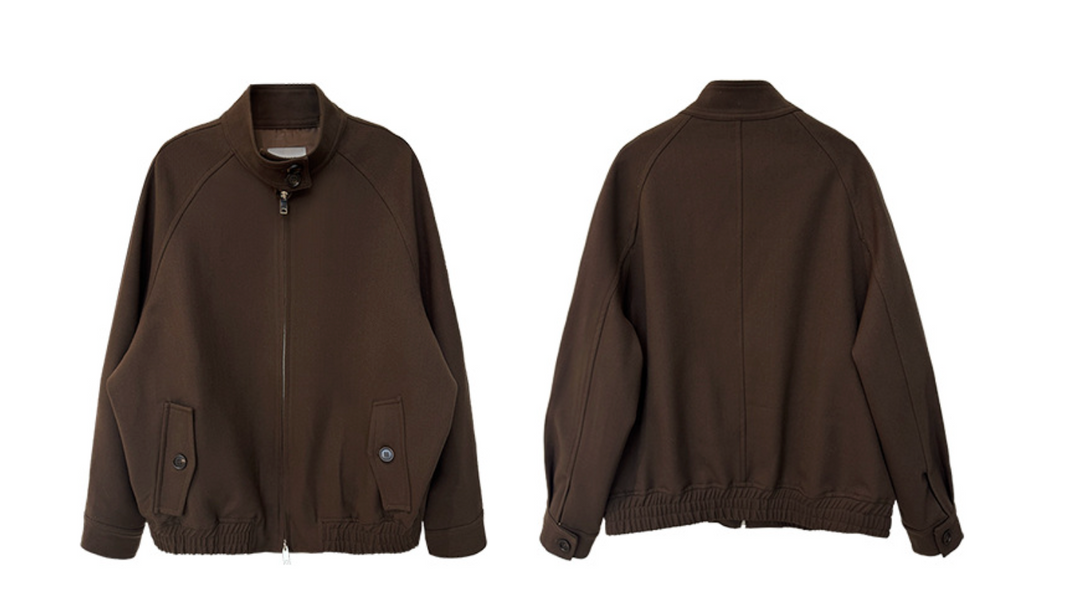 Women's Wool Blend Oversized Bomber Jacket - Warm Zip Coat