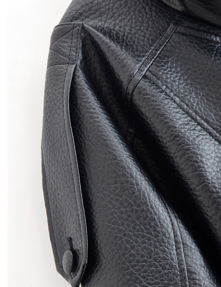 Women's Relaxed Fit Faux Leather Bomber - Zip Up Moto Jacket