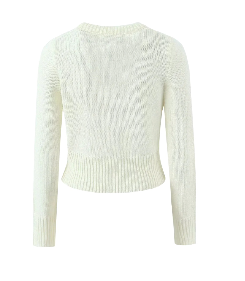 Coz | Cream Knit Cardigan and Mini Skirt Sweater Set