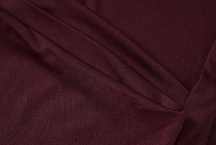 Frame | Burgundy Square Neck Pleated Bust Maxi Dress