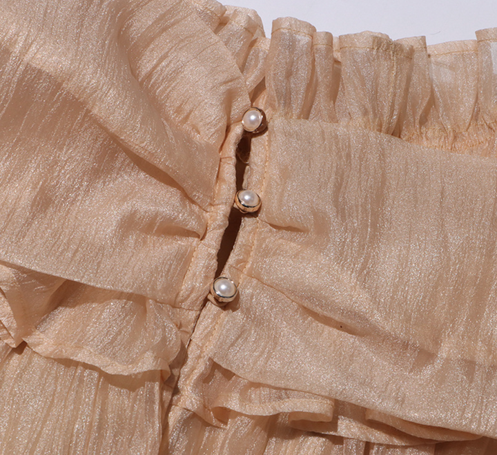 Linger | Champagne Off Shoulder Ruffle Blouse