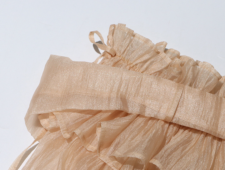 Linger | Champagne Off Shoulder Ruffle Blouse