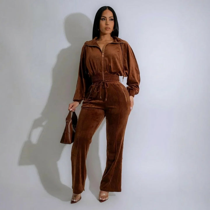 Women’s Velvet 2-Piece Tracksuit-HighTouch