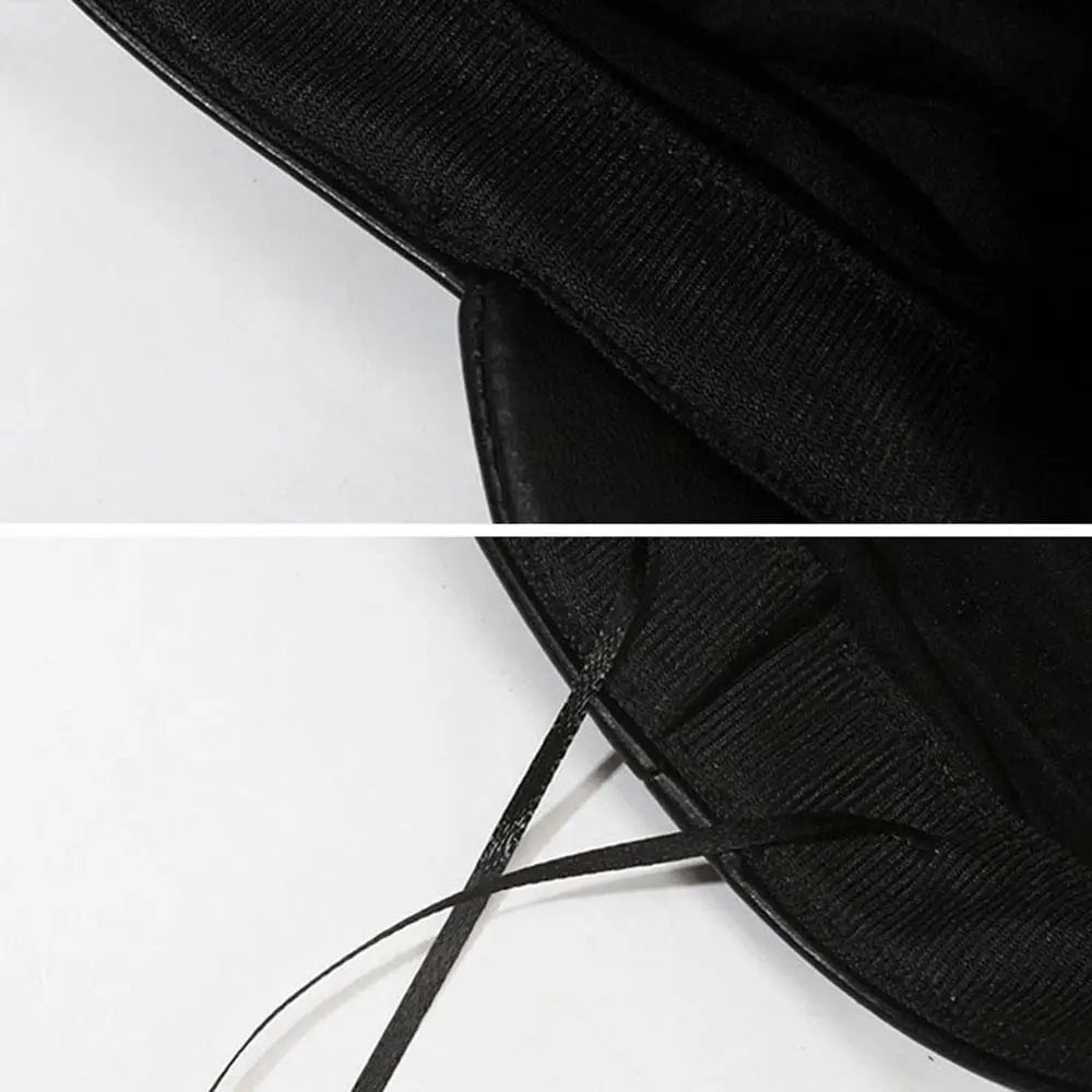 PU Leather Beret Hat All Season British Visor Baker Boy Cap