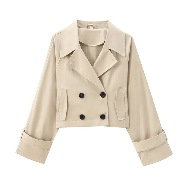 Koekop Women’s Short Solid‑Color Trench Coat