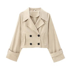 Koekop Women’s Short Solid‑Color Trench Coat-HighTouch