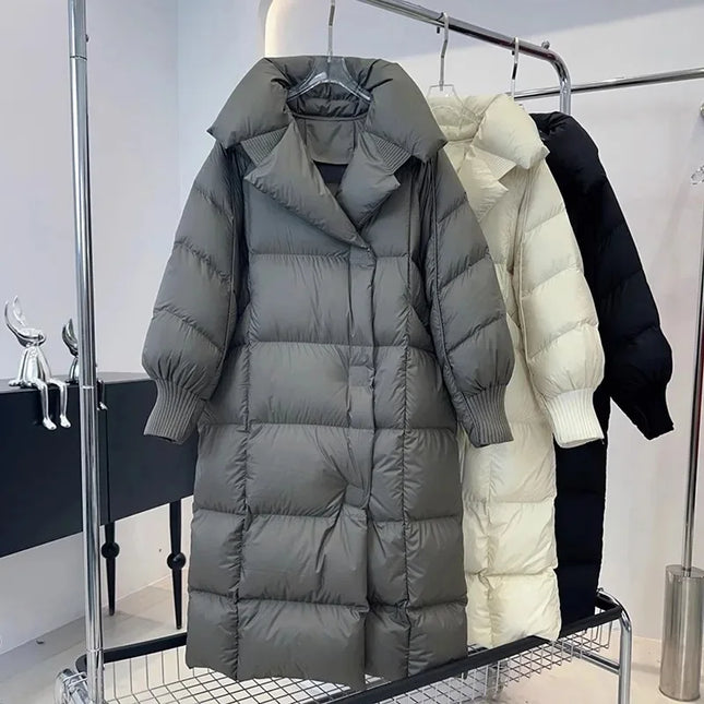 Long 90% White Duck Down Puff Parka Women