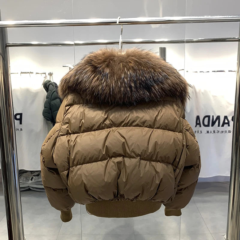 Short White Duck Down Parka Women-HighTouch