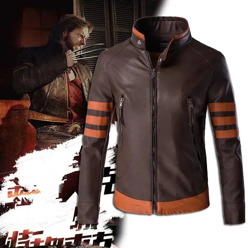 Men's Logan Wolverine Style PU Leather Bomber Jacket