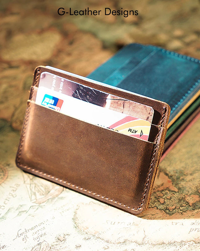 Vintage Crazy Horse Leather Card Holder