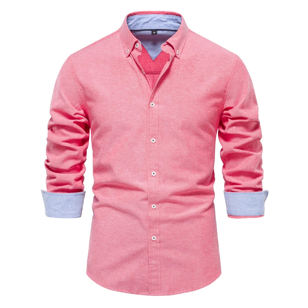 AIOPESON Men’s Cotton Oxford Shirt-HighTouch