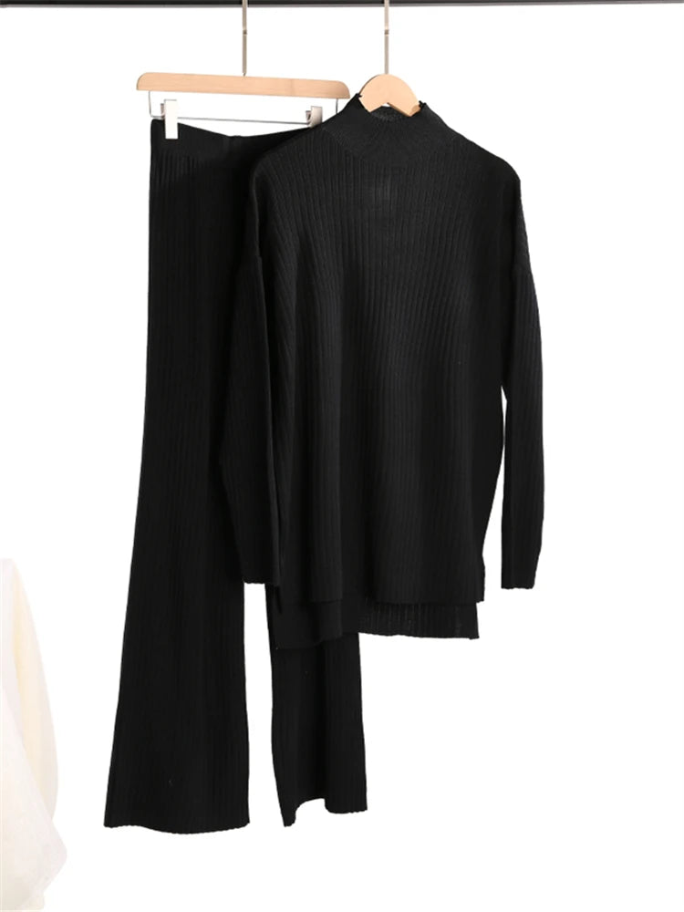 Stylish Women’s Knit Turtleneck Set – 2-Piece Outfit-HighTouch