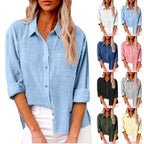 Women’s Long Sleeve Cotton-Linen Shirt