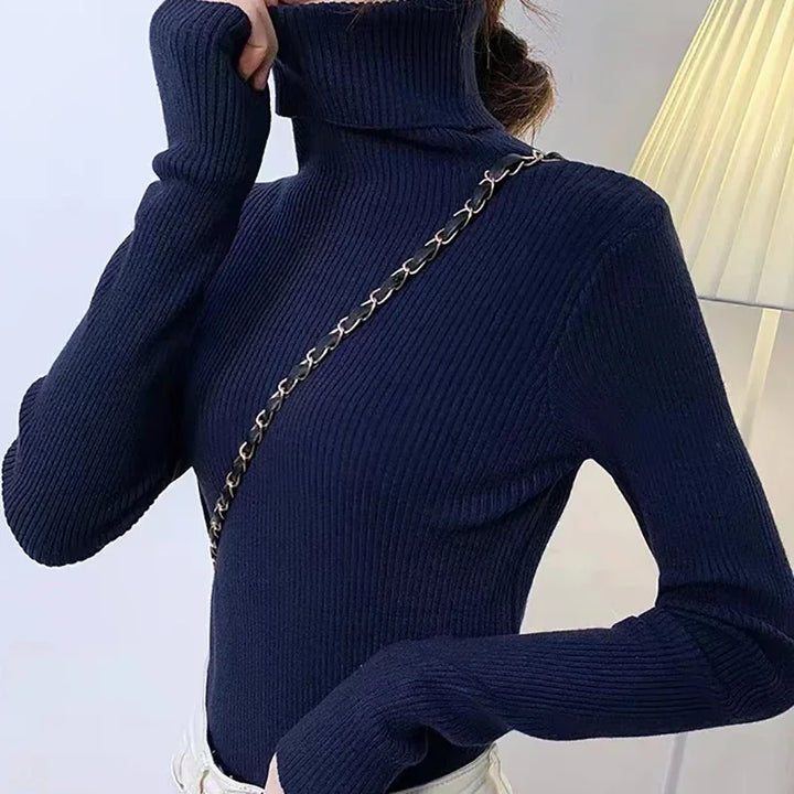 Women's Cashmere Turtleneck Sweater Soft Knit Autumn Winter Top-HighTouch