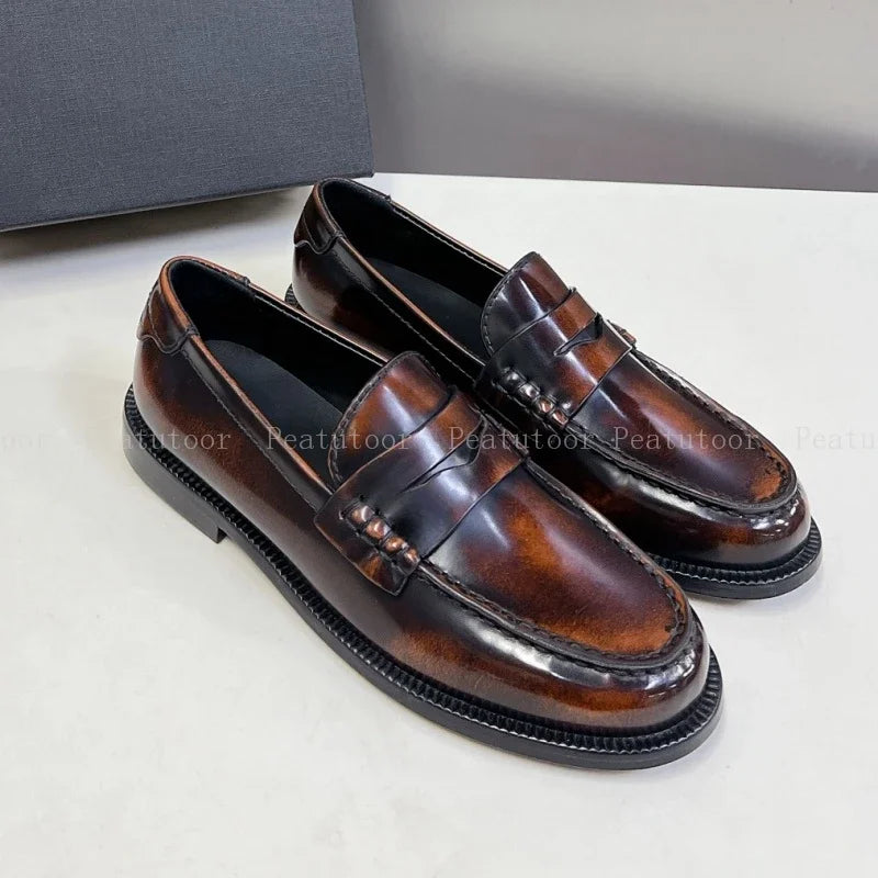 Leather Slip-On Loafers-HighTouch