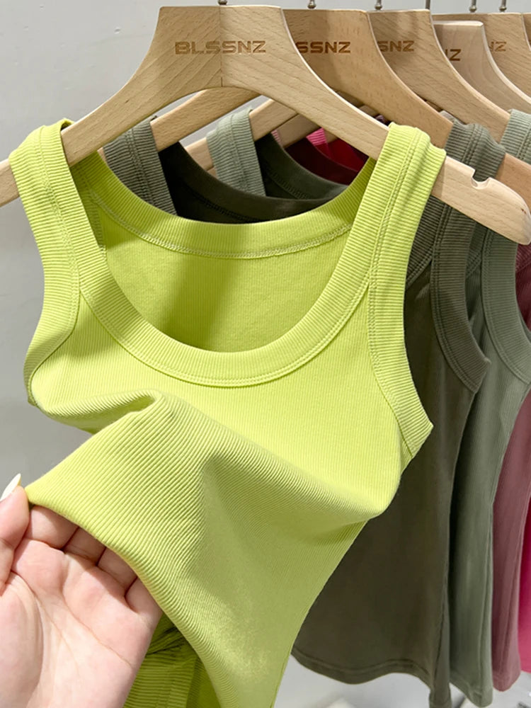 Ribbed Tank Top for Women – Stretch Fit Summer Camisole-HighTouch