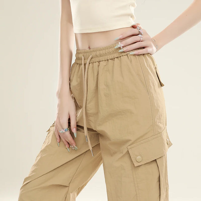 Women’s Summer Wide‑Leg Paratrooper Pants – Lightweight Casual Cargo Trousers