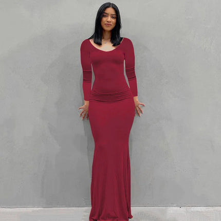 Sexy Spaghetti-Strap Black Trumpet Maxi Dre