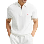 Summer Ribbed Knit Polo Shirt for Men-HighTouch